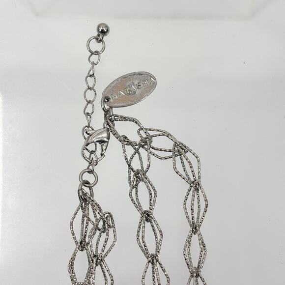 Natasha Silver-tone Woven Link Necklace – 36" Length, Two Strand, Textured Links - Picture 7 of 7